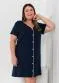 Marguerite - Camisola Plus Size Marinho com Botões Funcionais - variação: Marinho