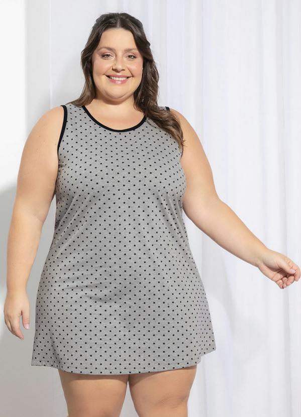 Marguerite - Camisola Plus Size Póa Preto