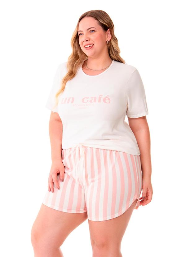 Zee Rucci - Pijama Blusa Manga Curta e Short Plus Listrado