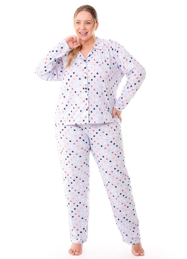 Zee Rucci - Pijama Plus Estampa Poás com Botões Estampado