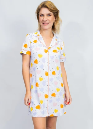 Piante Pijamas - Camisola Algodão Americana Manga Curta Branco - PIANTE PIJAMAS