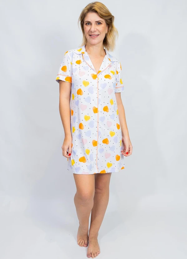 Piante Pijamas - Camisola Algodão Americana Manga Curta Branco 3