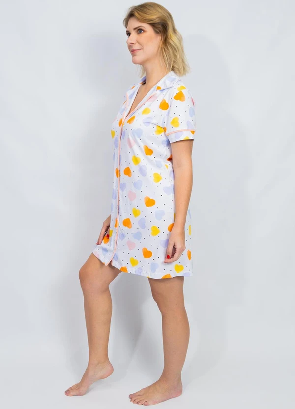 Piante Pijamas - Camisola Algodão Americana Manga Curta Branco 7