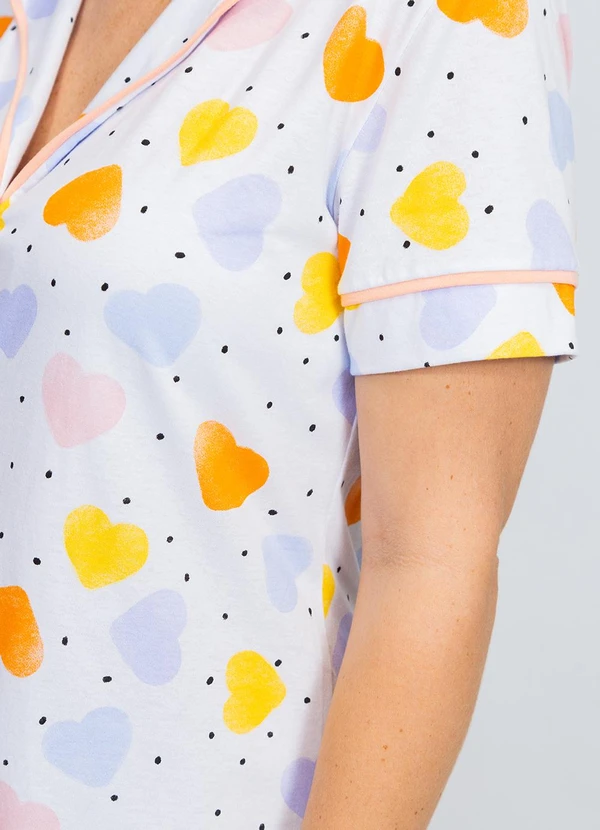 Piante Pijamas - Camisola Algodão Americana Manga Curta Branco 9