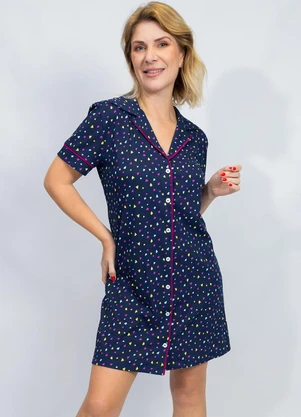 Piante Pijamas - Camisola Algodão Americana Manga Curta Marinho - PIANTE PIJAMAS