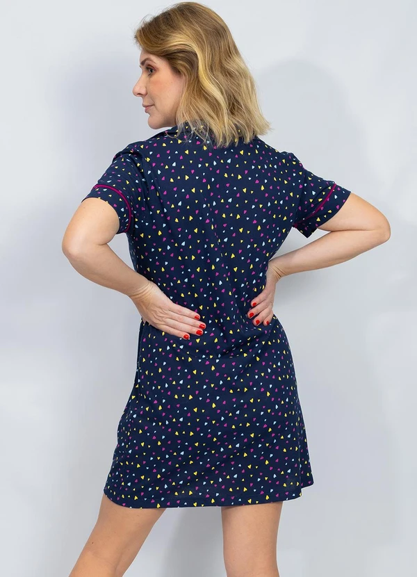 Piante Pijamas - Camisola Algodão Americana Manga Curta Marinho 2