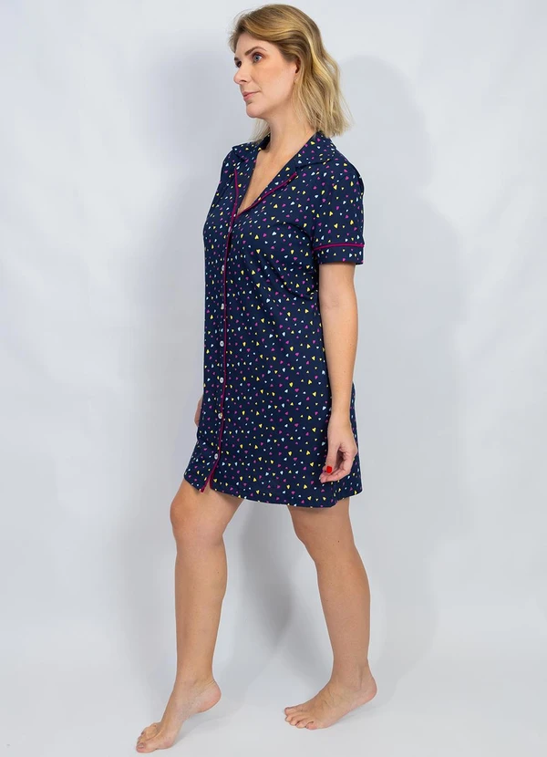 Piante Pijamas - Camisola Algodão Americana Manga Curta Marinho 5