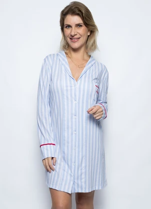 Piante Pijamas - Camisola Algodão Barbara Listrado Azul - PIANTE PIJAMAS