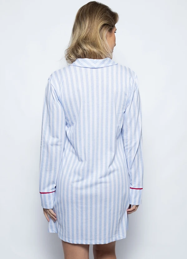 Piante Pijamas - Camisola Algodão Barbara Listrado Azul 5