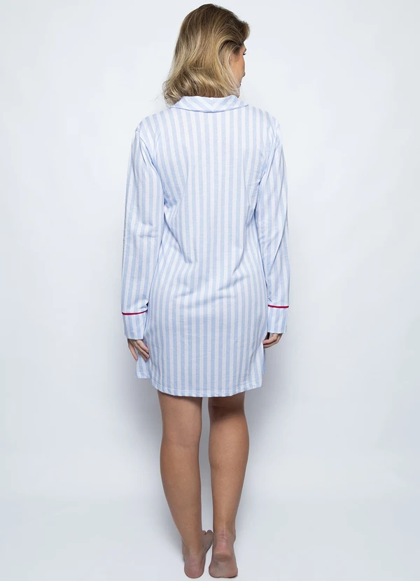 Piante Pijamas - Camisola Algodão Barbara Listrado Azul 3