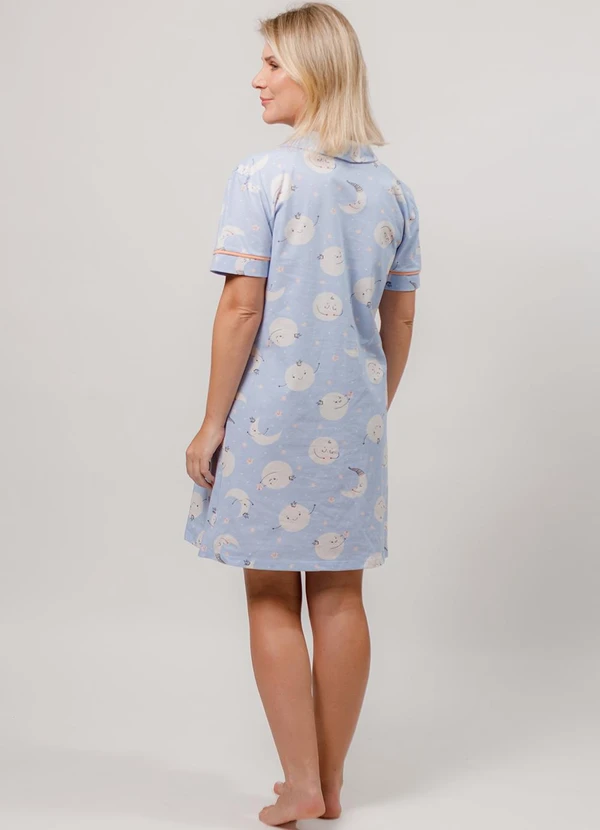 Piante Pijamas - Camisola Americana Manga Curta Algodão Azul 4