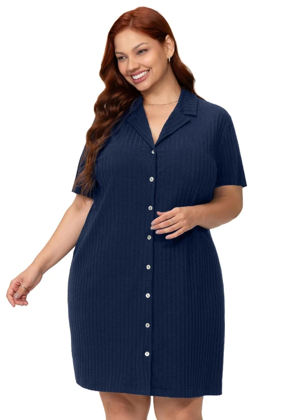 Zee Rucci - Camisola Americana Plus Feminino Manga Azul
