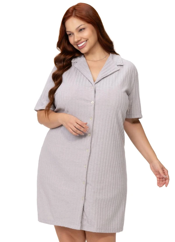 Zee Rucci - Camisola Americana Plus Feminino Manga Cinza
