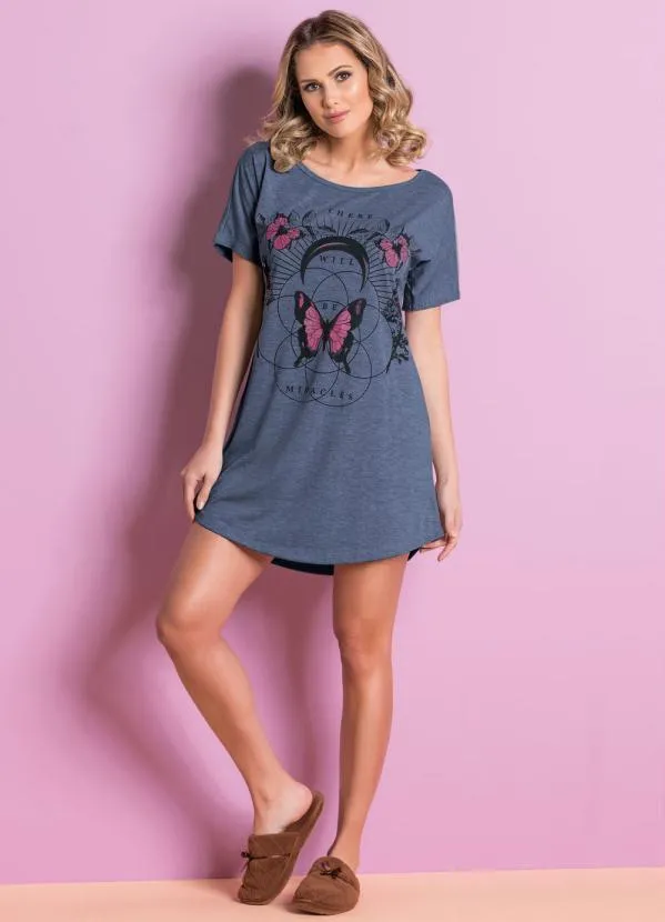 Alma Dolce - Camisola Azul com Barra Arredondada 3