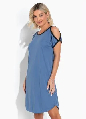 Alma Dolce - Camisola com Recortes Azul Claro - ALMA DOLCE
