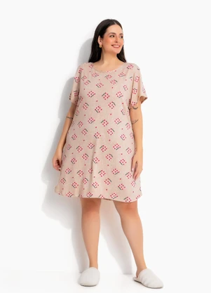 Marguerite - Camisola Curta Estampa de Mini Corações em Malha Suede - MARGUERITE