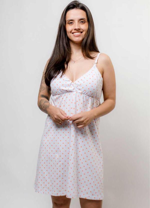 Piante Pijamas - Camisola de Alça Amamentação Coração Branco 1