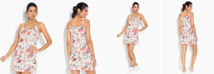 Camisola de Alcinha Floral Bege