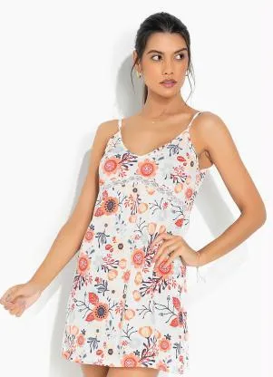 Alma Dolce - Camisola de Alcinha Floral Bege - ALMA DOLCE