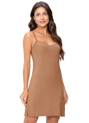 Zee Rucci - Camisola Feminina com Alças e Renda Bege - ZEE RUCCI