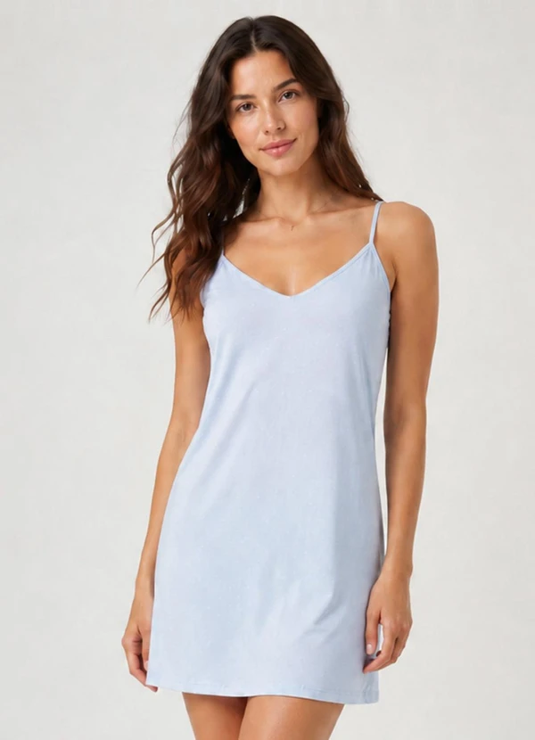 Infinita Cor - Camisola Feminina de Alça em Viscotorcion Azul