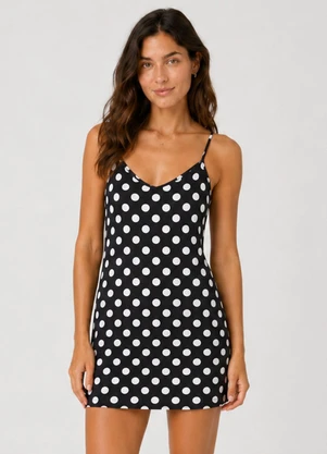 Infinita Cor - Camisola Feminina de Alça em Viscotorcion Preto - INFINITA COR