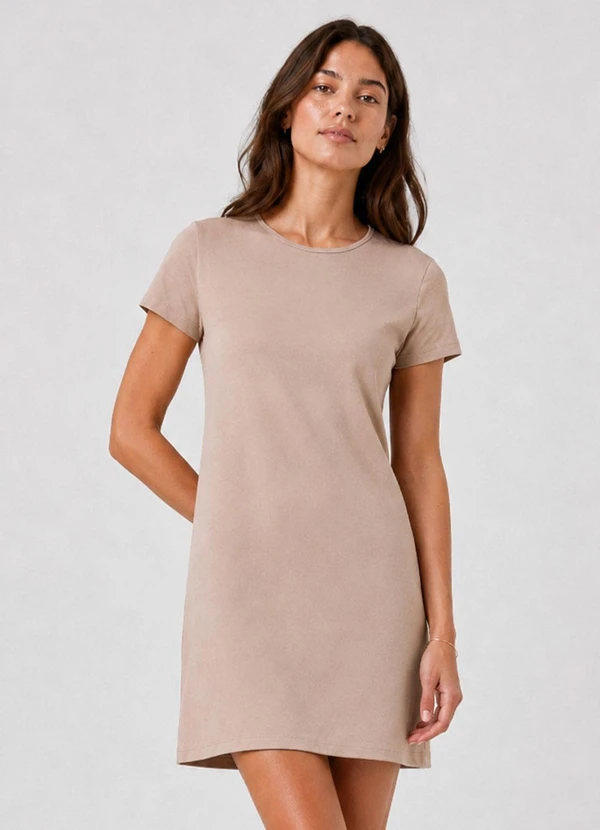 Select - Camisola Feminina Lisa Decote Redondo Bege