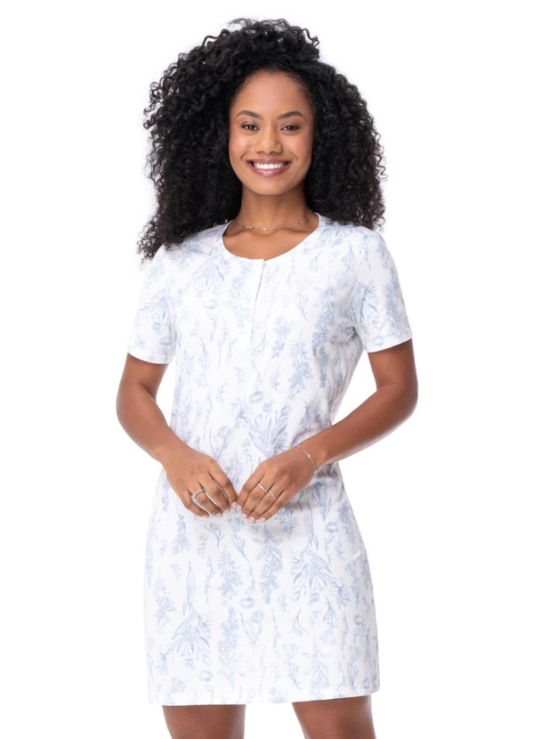 Zee Rucci - Camisola Feminina Manga Curta em Algodão Azul
