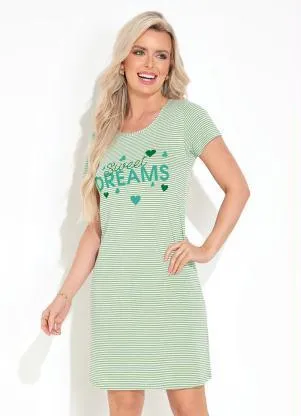 Alma Dolce - Camisola Listrado Verde Manga Curta - ALMA DOLCE