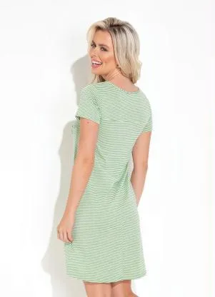 Alma Dolce - Camisola Listrado Verde Manga Curta - ALMA DOLCE