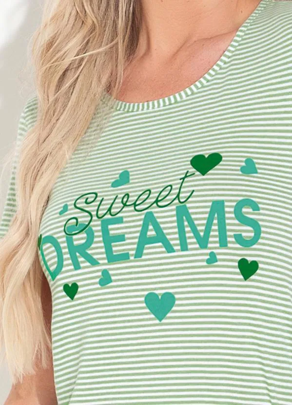 Alma Dolce - Camisola Listrado Verde Manga Curta 3