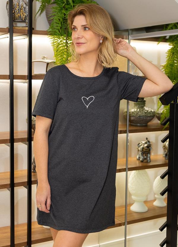 Piante Pijamas - Camisola Manga Curta Algodão Coração Mescla