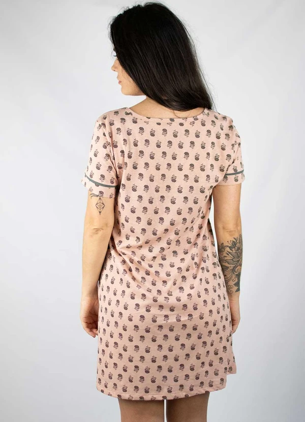 Piante Pijamas - Camisola Manga Curta Algodão Floral Rosa 2