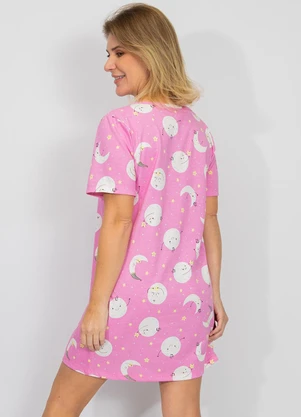 Piante Pijamas - Camisola Manga Curta Algodão Lua Rosa - PIANTE PIJAMAS