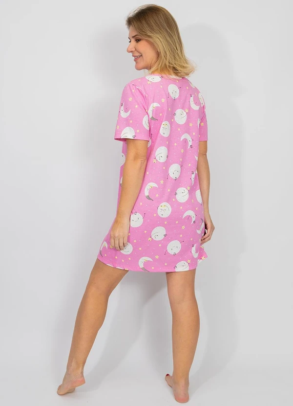 Piante Pijamas - Camisola Manga Curta Algodão Lua Rosa 4