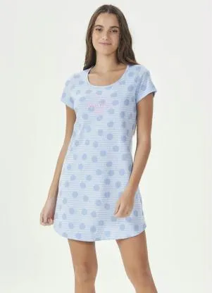 Espaço Pijama - Camisola Manga Curta Azul - ESPAÇO PIJAMA