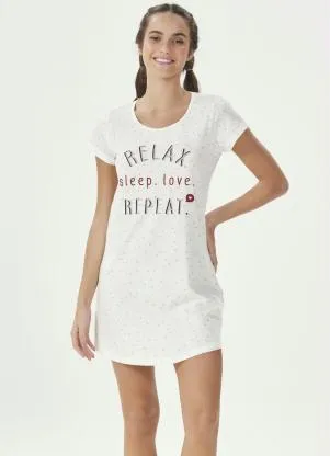 Espaço Pijama - Camisola Manga Curta Bege - ESPAÇO PIJAMA