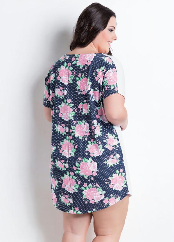 Queima Estoque - Camisola Manga Curta Branca e Floral 2