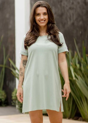 Piante Pijamas - Camisola Manga Curta com Bordado Verde - PIANTE PIJAMAS