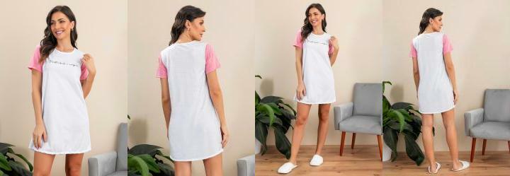Camisola Manga Curta com Estampa Branco e Rosa