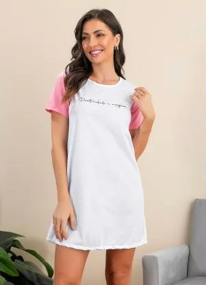 Alma Dolce - Camisola Manga Curta com Estampa Branco e Rosa - ALMA DOLCE