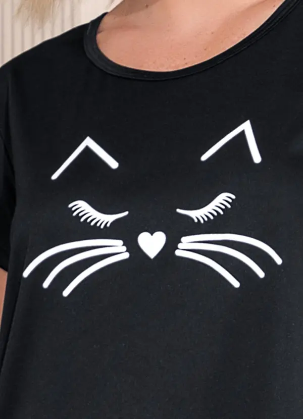 Alma Dolce - Camisola Manga Curta com Estampa Preta 5