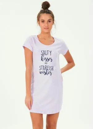 Espaço Pijama - Camisola Manga Curta Lilás - ESPAÇO PIJAMA