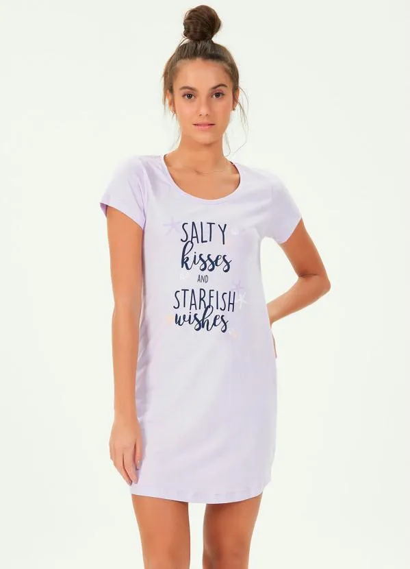 Espaço Pijama - Camisola Manga Curta Lilás