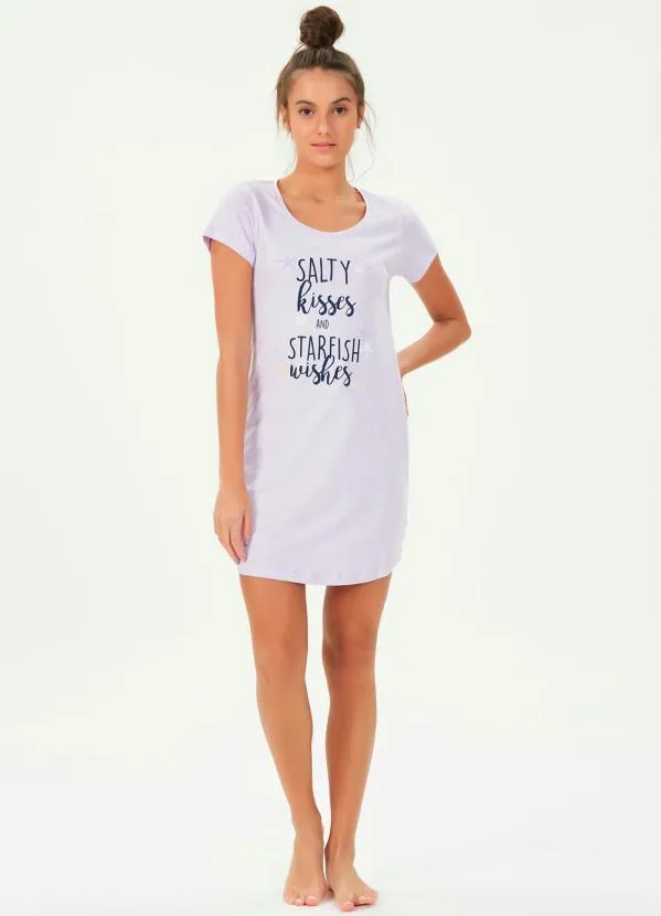 Espaço Pijama - Camisola Manga Curta Lilás 2