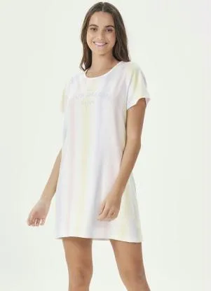 Espaço Pijama - Camisola Manga Curta Listras Manchadas - ESPAÇO PIJAMA