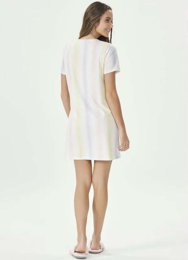 Espaço Pijama - Camisola Manga Curta Listras Manchadas 4