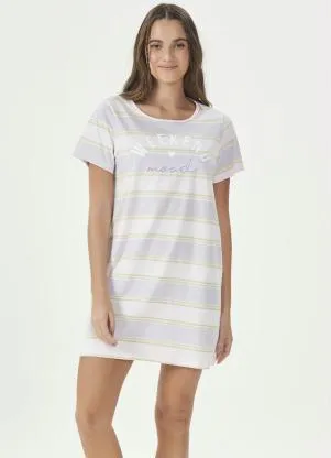 Espaço Pijama - Camisola Manga Curta Listras - ESPAÇO PIJAMA