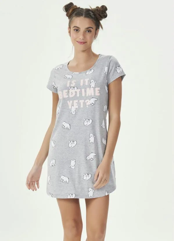 Espaço Pijama - Camisola Manga Curta Mescla