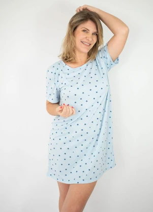 Piante Pijamas - Camisola Manga Curta Poliviscose Azul Estrelas - PIANTE PIJAMAS